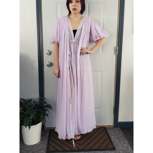 70s Sheer Purple Peignoir‎ Set - Picture 4 of 10